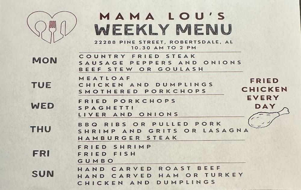 Mama Lou's Restaurant Menu image 1
